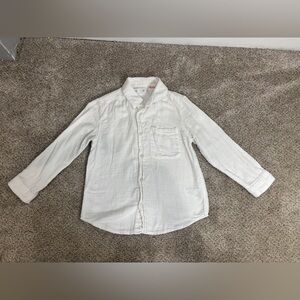 Zara Little Boy cotton white button down collared shirt size 4-5 party wedding